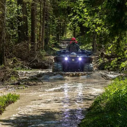 Внедорожные приключения на квадроцикле в лесу весной