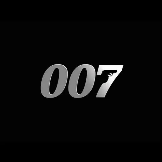 Логотип 007 с изображением пистолета на черном фоне представляет известного шпионского персонажа