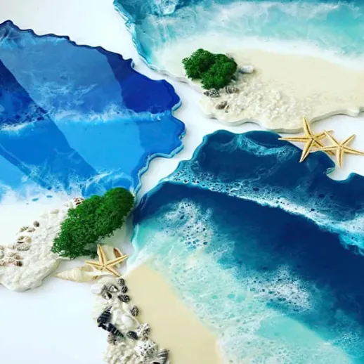 Креативные резные подставки в виде тропических пляжей с морем и песком