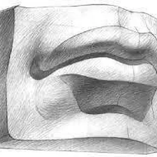 Объемный рисунок с мягкими линиями и выразительными формами в абстрактном стиле