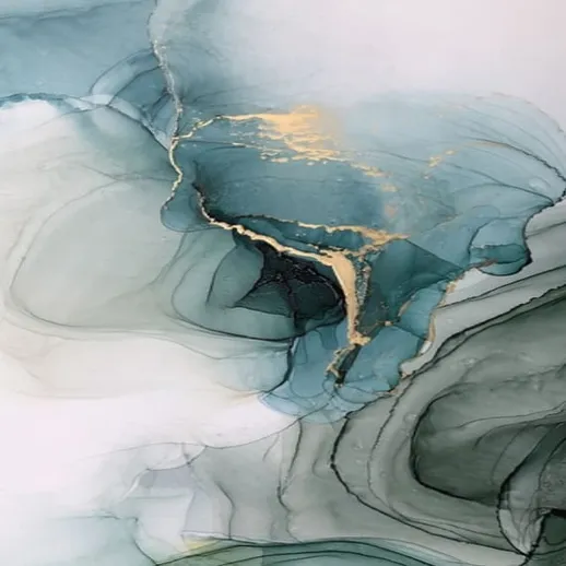 Абстрактный рисунок с элементами золота и мягкими синими оттенками, создающий атмосферу спокойствия и элегантности