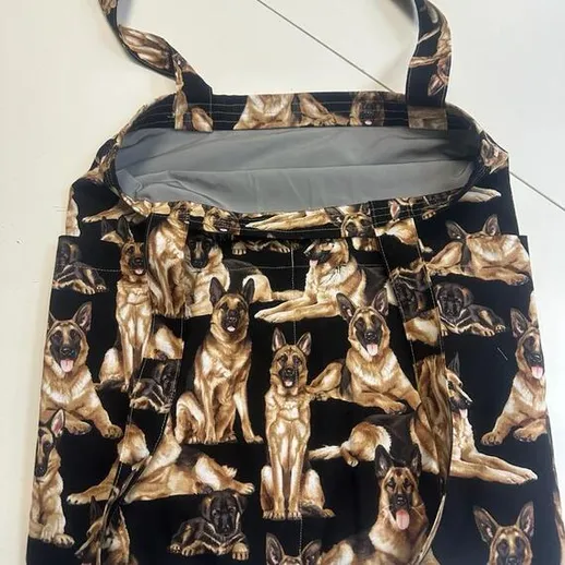 Сумка с изображением овчарок на черном фоне, оригинальный дизайн для любителей собак