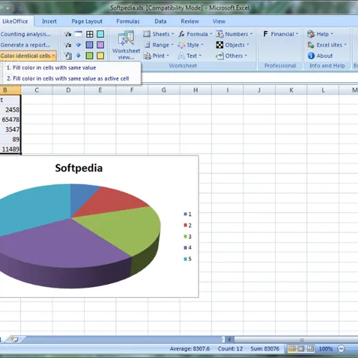График в программе Excel, показывающий распределение данных с элементами управления в верхней части окна