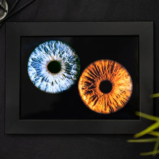 Глаза разного цвета в рамке на черном фоне